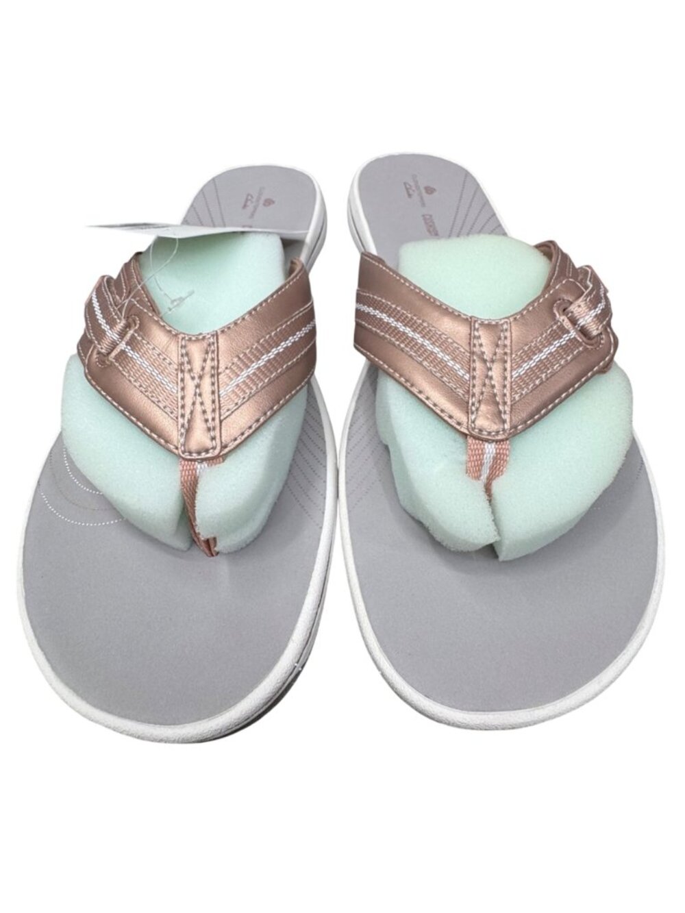 Rose Gold Flip Flops Clarks Cloudsteppers Brinkley Jazzh 12M Comfortable Sandals - Picture 3 of 11